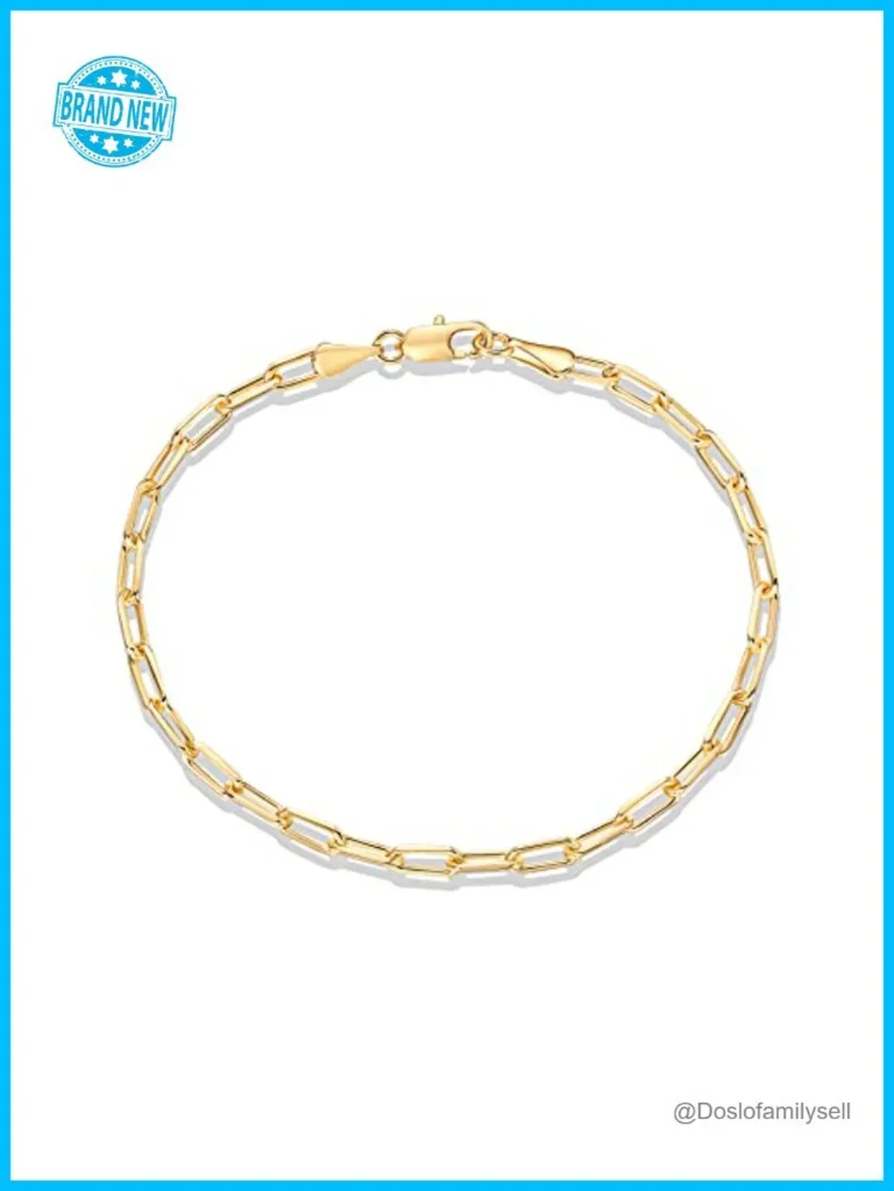 3.6mm Paperclip Chain Adjustable Bracelet with Lobster Clasp